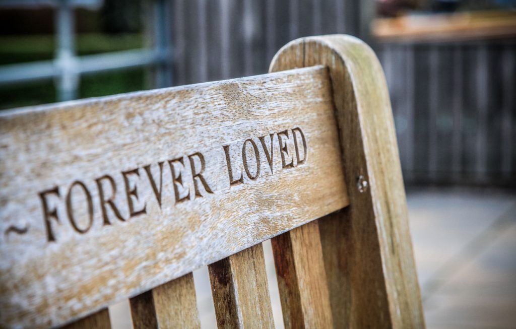 memorial bench of lost loved one, wrongful death tribute